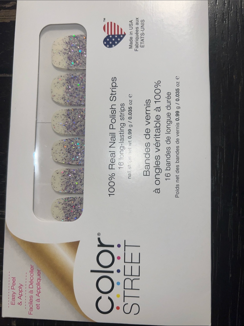 Color Street Lavish Lavender Glitter Nail Polish Strips Lavender NWT